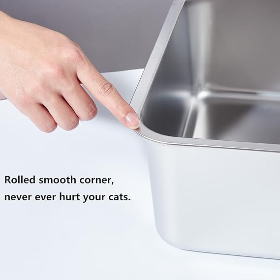 Open / high-sided stainless steel litter box