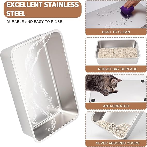 Fully Enclosed Stainless Steel Cat Litter Box with Lid – Odor Control & Easy Cleaning